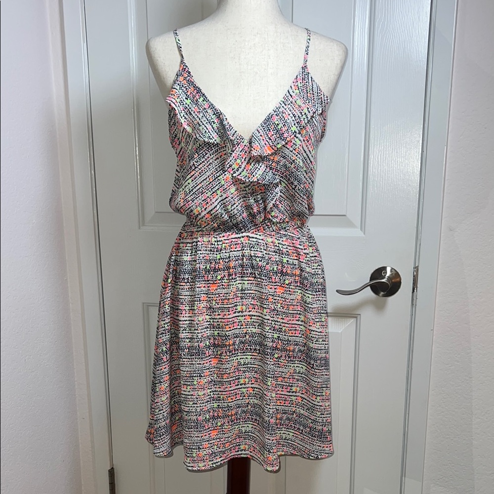 Lush Pink and‎ Gray Ruffled Wrap Sundress